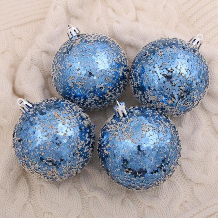 Set of balls plastic D-8 cm, 4 pcs "Obtyflows of confetti" Blue