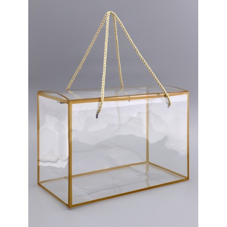 PET box with handles, gold, 30 x 15 x 20 cm
