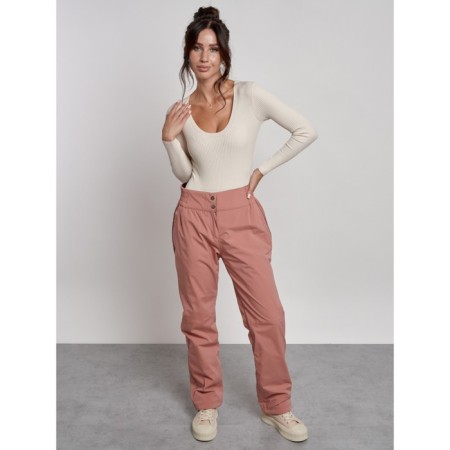 Warmed female trousers, size 42, light brown color-12