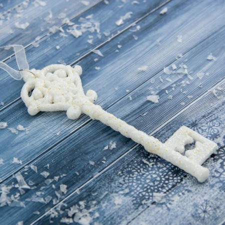 Christmas tree decoration "White Key" 15x4.5 cm, mix, white-1