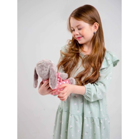 Soft toy "Bunny La Pu in the Cambinison with Crown", the color is gray, 20cm-8