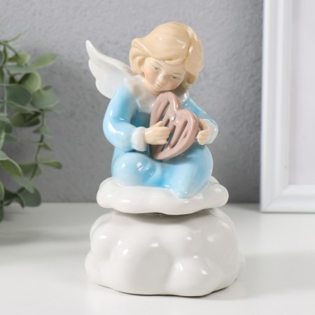 Souvenir Ceramics Musical "Angel on the cloud plays on the lyre" 9x9.5x14.5 cm-3