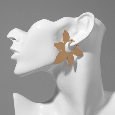 Earrings Metal "Leaves" ethnos, color gold-2