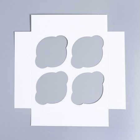 Capcake box, confectionery packaging with a window, 4 cells "White Roses", 16 x 16 x 10 cm-4