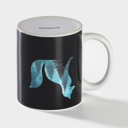 Mug - chameleon ceramic shade "The mysterious fox", 350 ml, white color-4