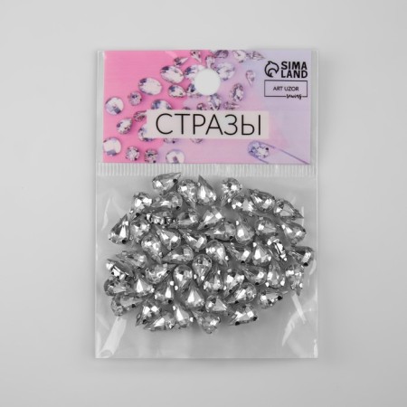 Rhinestones are sewing “drop”, rimmer, 6 × 10 mm, 50 pcs, white color-4