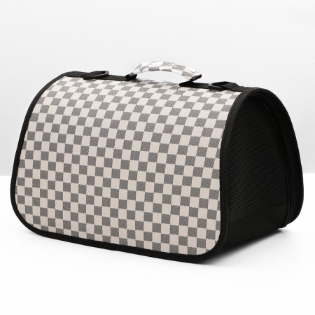 An animal carrier bag with a cage window, beige, 40 x 26 x 26 cm-2