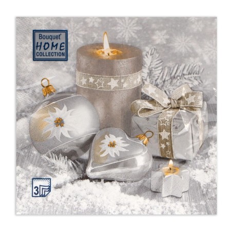 New Year's napkins Paper Home Collection “Festive still life, silver”, 3 layers, 33x33 cm, 20 pcs-1