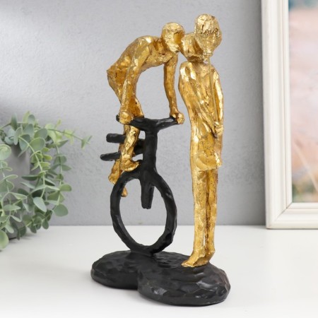 Polystone souvenir "Kiss, pair, monocycle and balloon" Gold 26x17x11 cm-4