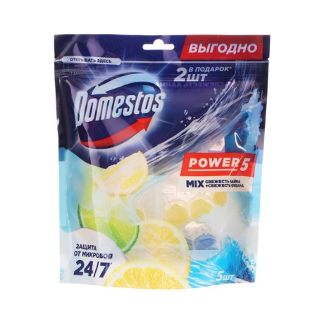 Domestos toilet block, lime + ocean, 5 pcs