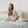 Essential bathrobe, multi -layer muslin, size S, beige color