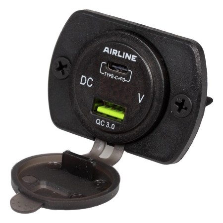 The USB Airline socket, built -in moisture -proof, with two ports and a voltmeter of 5V-4