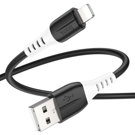 Hoco X82, Lightning cable - USB, 2.4 A, 1 m, silicone braid, black