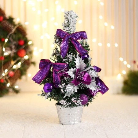 Christmas tree decor "Festive" bow Bow gift, 15x29 cm, purple-1
