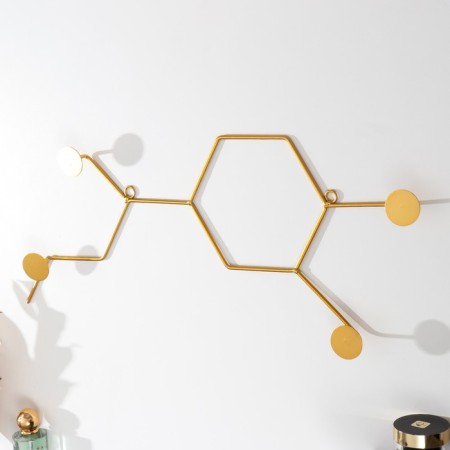 Decorative metal hooks "Molecules" gold 23x57.5 cm