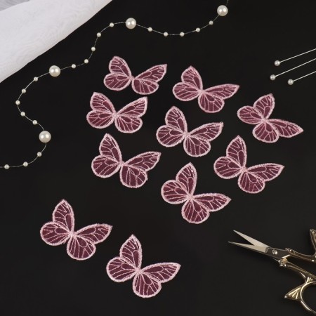 Knitted elements "Butterflies", 3.5 × 4 cm, 10 pcs, pink color-1