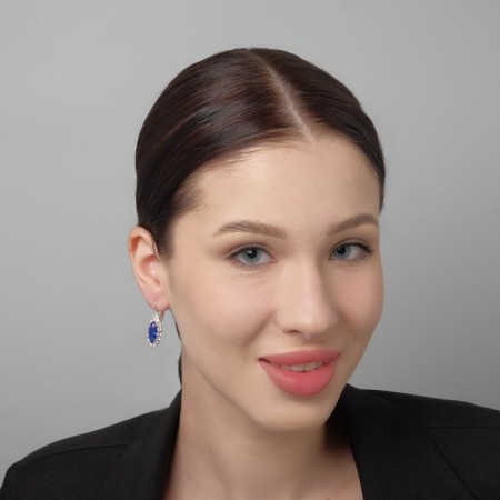 Earrings with Ellipse rhinestones, Mix color-2