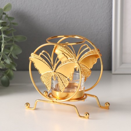 Summary Metal for 1 candle "Butterfly in a circle" d = 4.5 cm gold 6.2x11.2x10.5 cm-2
