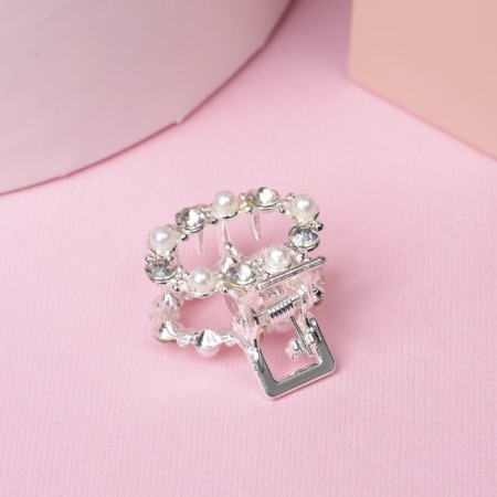 Hair crab "Melanie" oval, 2.5 cm, silver-white-1