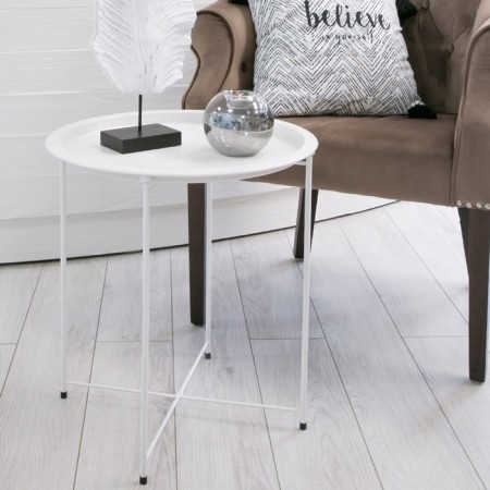 Folding metal table-stalk 2 in 1, 470 × 470 × 505 mm, white color