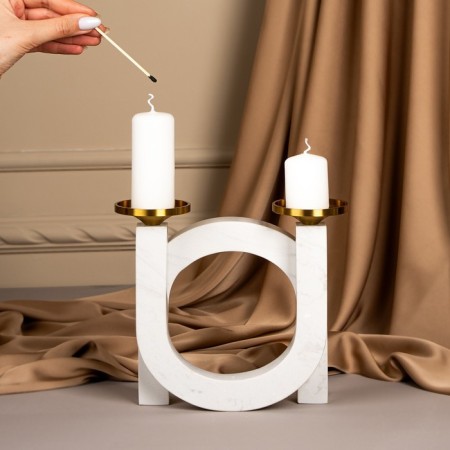 Brass Brass, marble "Camellia" 19 x 18 x 8 cm-13