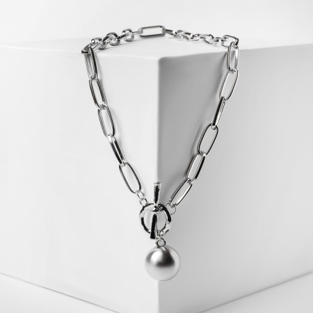 The necklace "chain" sphere, color silver, 50 cm