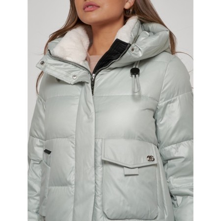 Coat insulated winter female, size 40, color light green-12