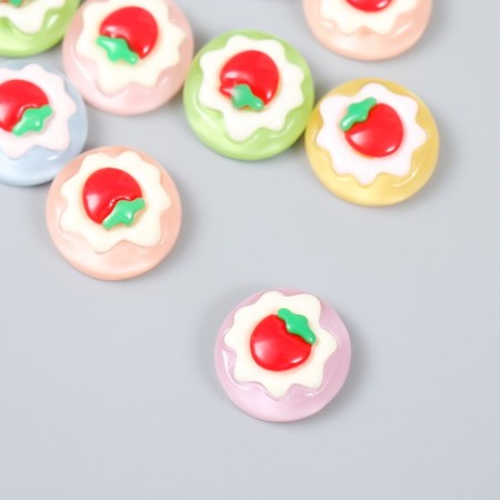 Decor for creativity plastic "Dessert with strawberries" set 10 pcs mix 2.1x2.1 cm-1