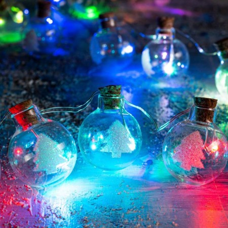 Garland “thread” 1.6 m with nozzles “Balls with a Christmas tree”, IP20, silver thread, 15 LED, glow of multi, AAX2-2