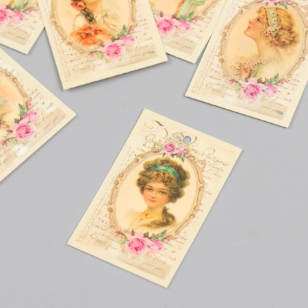 Cardboard "Vintage Girls" set 10 pcs (5 types) 4x6 cm-2