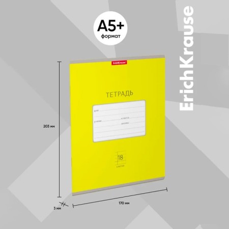 Notebook of 18 sheets in the Erichkrause Bright cage "Classic", cover coated cardboard, OFSET block, yellow-2