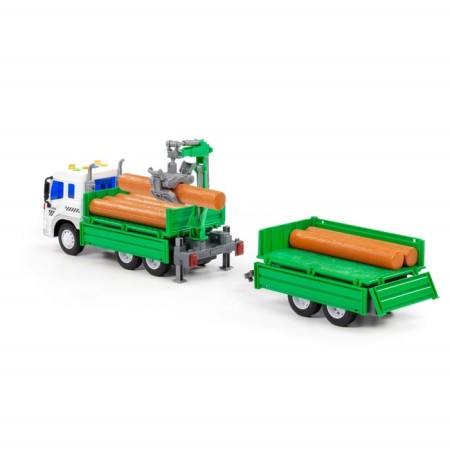 The car inertial on -board "City", with a manipulator and trailer, green color-3