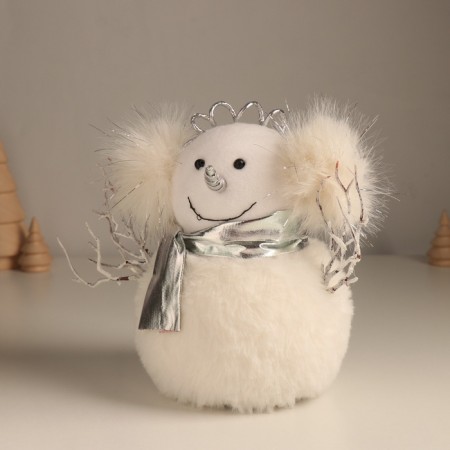 Decor "Snowman in fur headphones" 20x12x17 cm-3