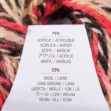 Yeritage yarn 75% acrylic, 25% wool 125m/50g (338 scarlet-black-beige)-3