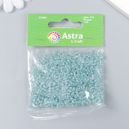 Beads "Astra" 11/0, 20 g (47a blue/transparent with silver. Center (round.-2