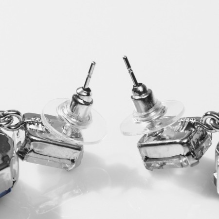 Earrings with rhinestones "Jewelry" Squares Belo-Morsky color in silver-2