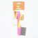 A comb for wool 15.6 x 5.3 cm, long teeth 3.4 cm, pink-yellow