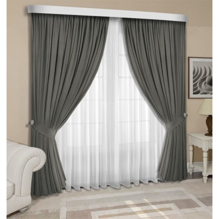 Set of curtains "Canvas", size 200x260 cm, 2 pcs, pavement color