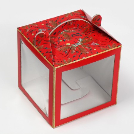 Confectionery box with a window, a chest, "New Year's botanist" 20 x 20 x 20 cm, New Year-5
