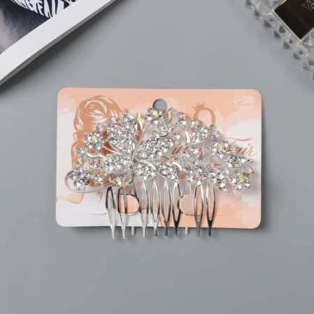 Hair crest "Molly" butterfly, 8x6 cm, silver-1