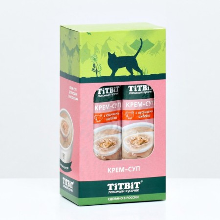 Cream-SUP Titbit Cream for Cats with pieces of turkey, 10 g