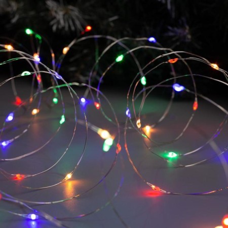 Garland “thread” 5 m dew, ip20, silver thread, 50 LED, glow warm white / multi, 2 modes, AAH3-4