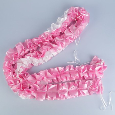 Tape "Wedding" on a hood for wedding cars, voluminous, white-pink, 3 m