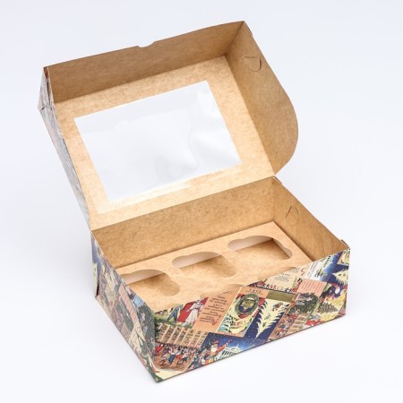 Packaging for 6 cupcakes with the Poster window, 25 x 17 x 10 cm, 1 pc.-4