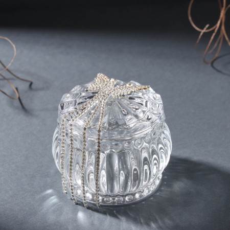 Casket glass "Butterfly with a train" silver 7.5x7.5x7 cm-1