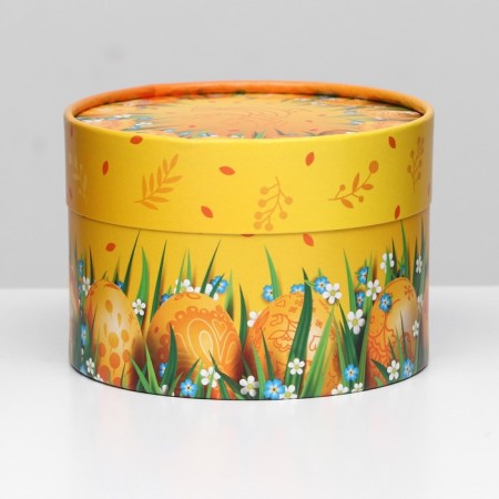 Box "Easter eggs on orange", hooked, 13 x 8.5 cm-1