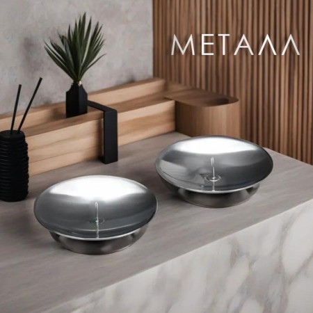 Set of candlesticks Metal "Lotus", 7.5x2 cm, 2 pieces, chrome-1