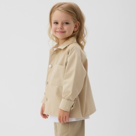 Children's shirt minku: jeans collection, beige color, height 98 cm-3
