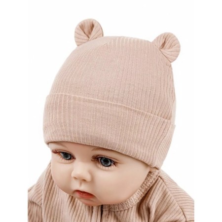 Children's cap Amarobaby Fashion Bear, size 40-42, beige color-4