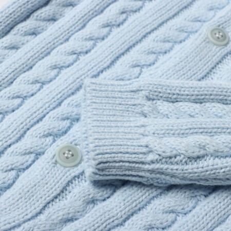 Knitted set (jumper, trousers, hat), blue color, height 74 cm-2